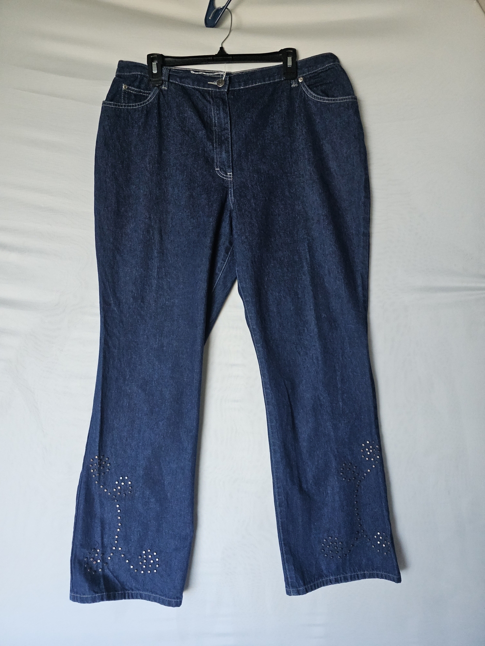 Style & Co. Dark Wash Studded Flare Jeans - Size 16 - Picture 2 of 16
